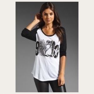 Lauren Moshi 90210 Frankie Baseball Tee Sz XS